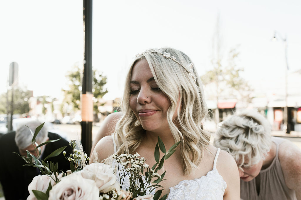 Smiling Boston Bride with Prose Florals bouquet 